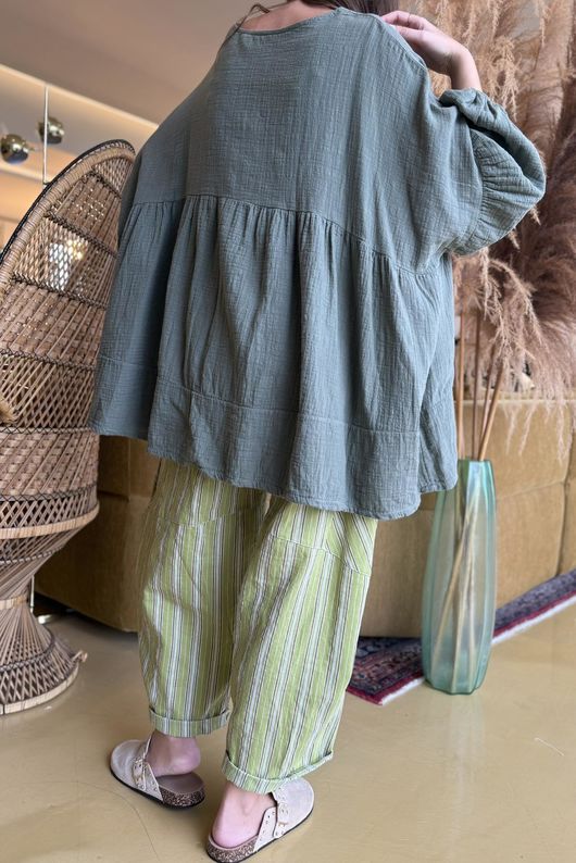 Suri Cushion Cotton Artist Smock Khaki /15=